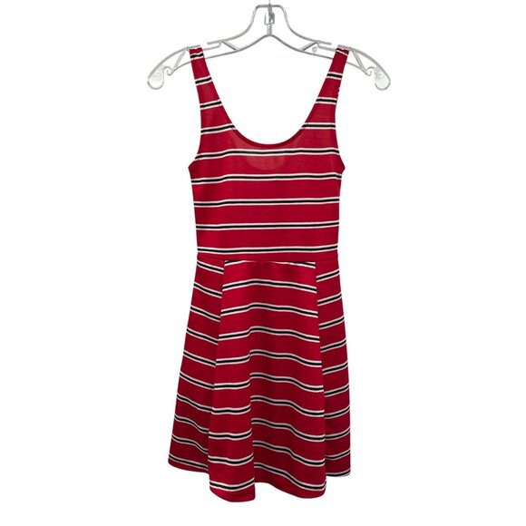 H&M Womens Striped Mini A-Line Dress Sleeveless Red/Multi Size 2 - Picture 1 of 9